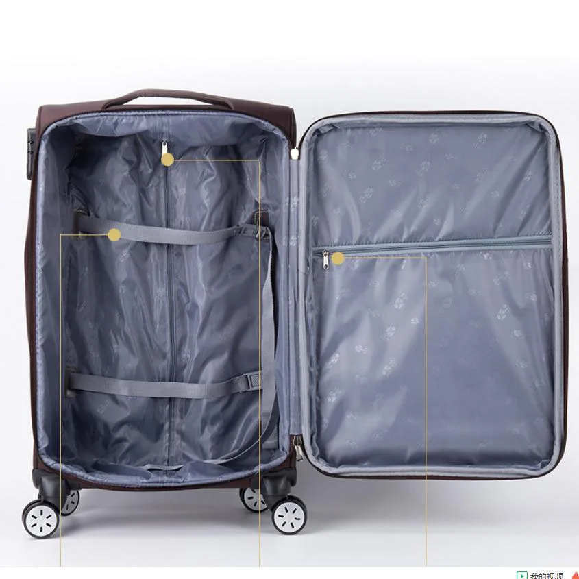 Maleta de lujo de tela suave para viaje, maleta con ruedas de 20, 22, 24, 26 y 28 pulgadas, con carrito de tela Oxford, Valise, Envío Gratis