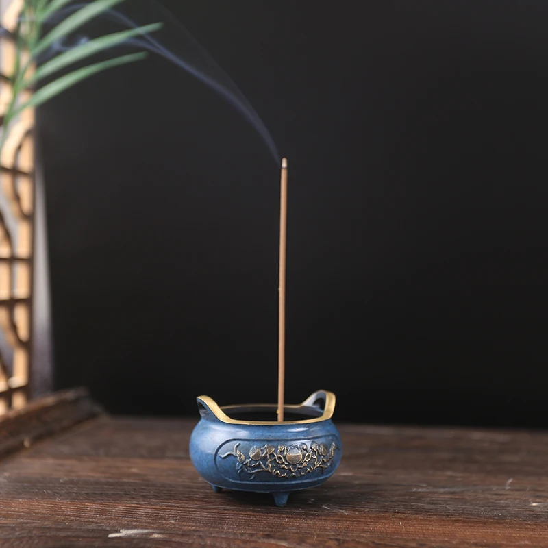 

Lotus Flower Incense Burner Buddhism Buddha Holder Brass Mini Censer Incense Metal Craft Home Decoration