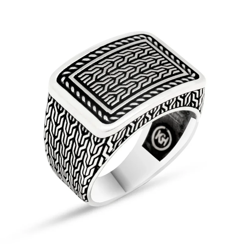 Men's Mesh Motif 925 Sterling Silver Ring Special Design 2022 Summer Winter Fashion Trend Gift Items Free Shipping