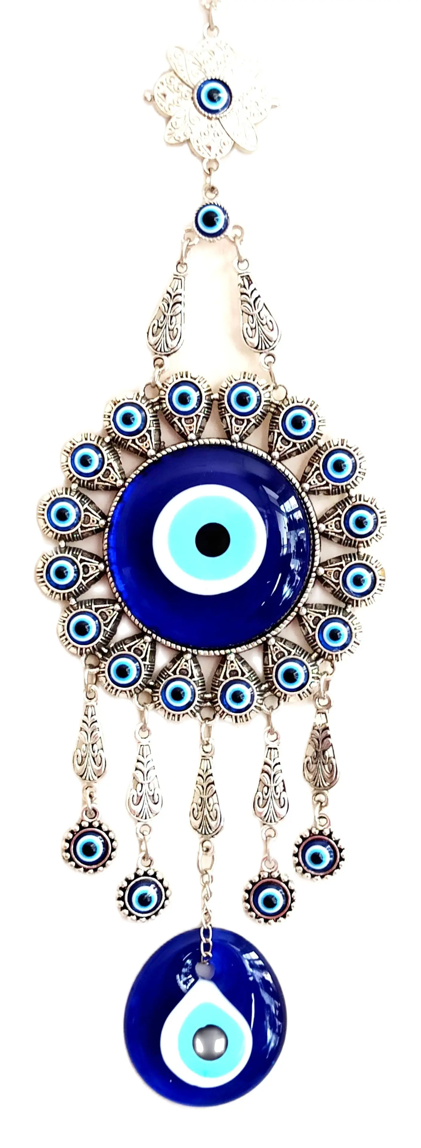 Round Nickel Plated Zamak Cast Evil Eye Bead Wall Ornament