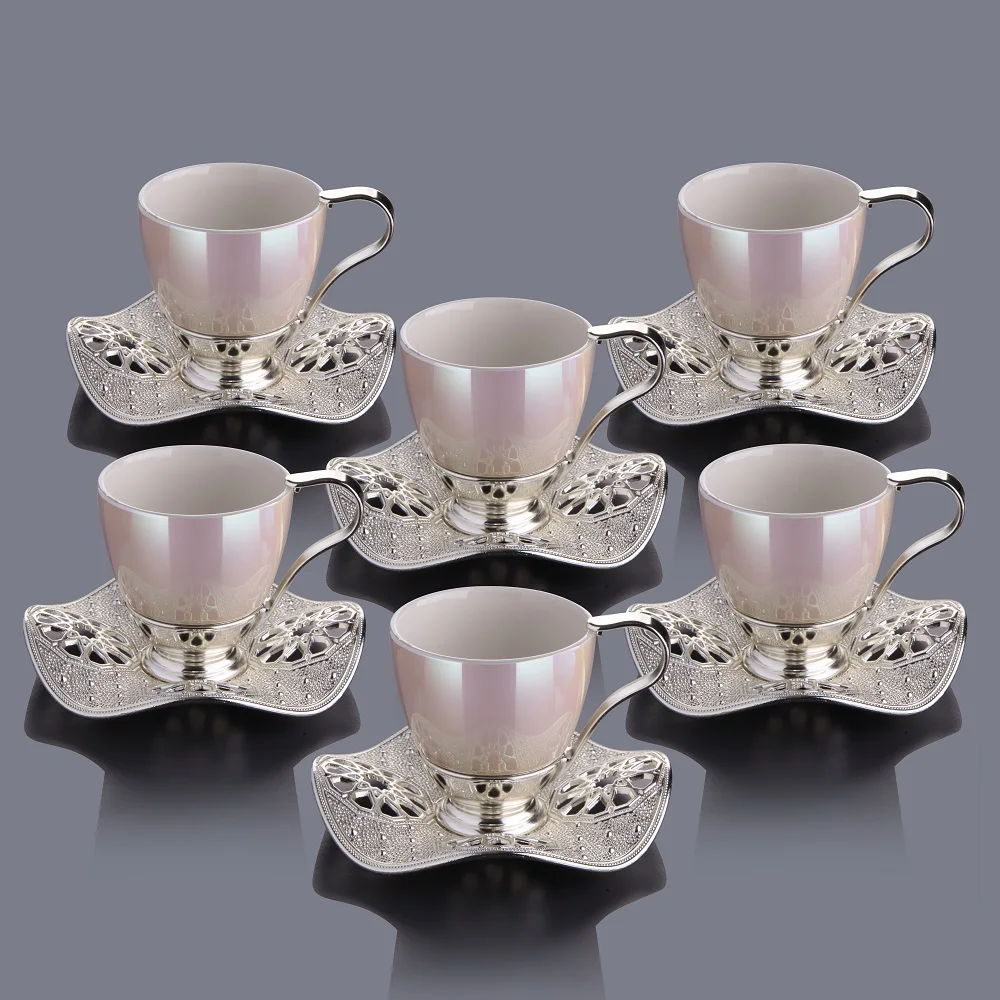 Ni̇sa Coffee Set - Silver White Color