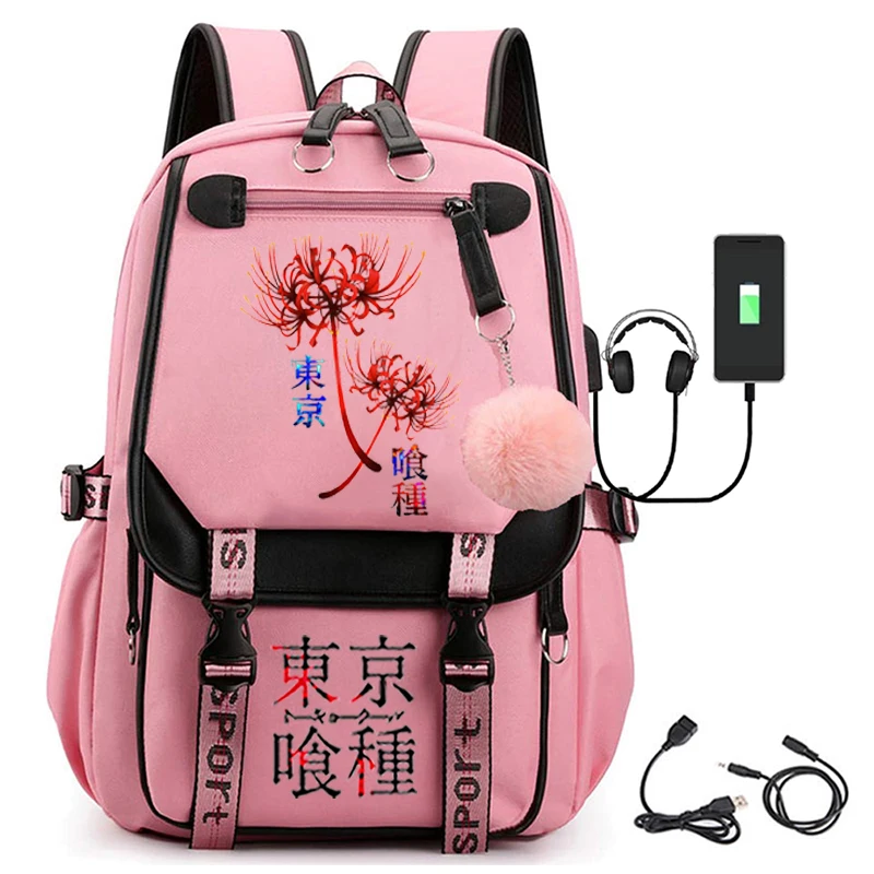 Ladies Anime Tokyo Ghoul School Bag Zipper Laptop Soft Back Travel School Bag