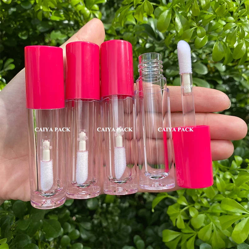 5ml big wand hot pink nude blue empty lip gloss tubes refillable round clear lipgloss tubes container liquid lipstick tubes