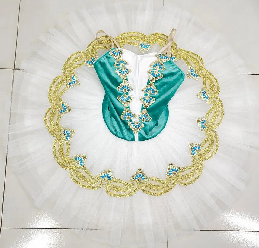 

ballet tutu girls green white balet dress girl Nutcracker Fairy Doll Ballet Costumes Sleeping Beauty Pancake Tutu