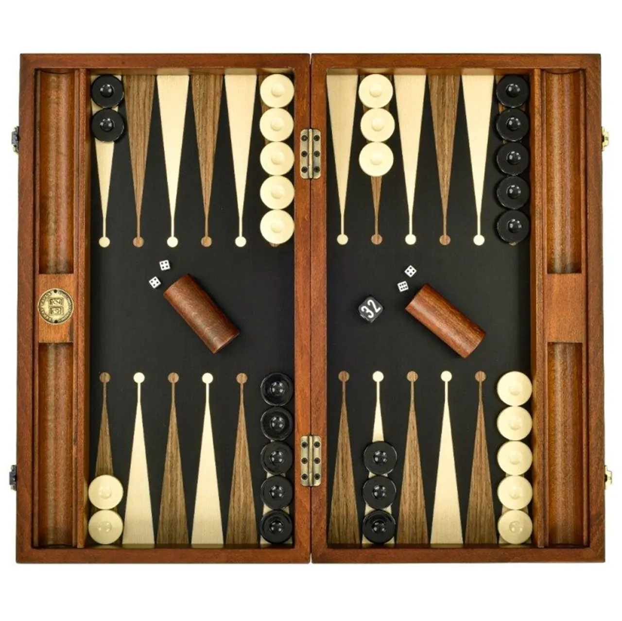 Special Series Handmade Premium Solid Black Italian Wood - American Walnut - Maple Professional Big Size Backgammon Game Set