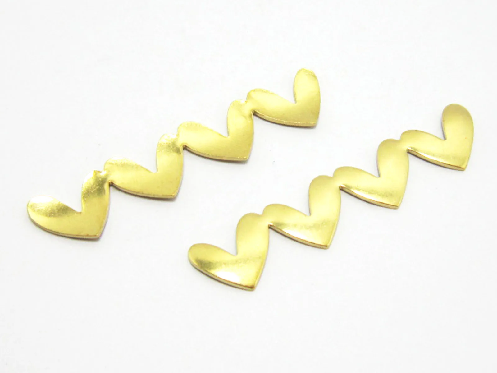 20pcs Brass heart bar 45x9.5mm Raw brass quadruple heart R568