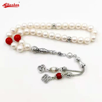 Tasbih Natural freshwater pearls 100% genuine pearls red agates Muslim islamic women jewelry fashion necklace arabic accessories