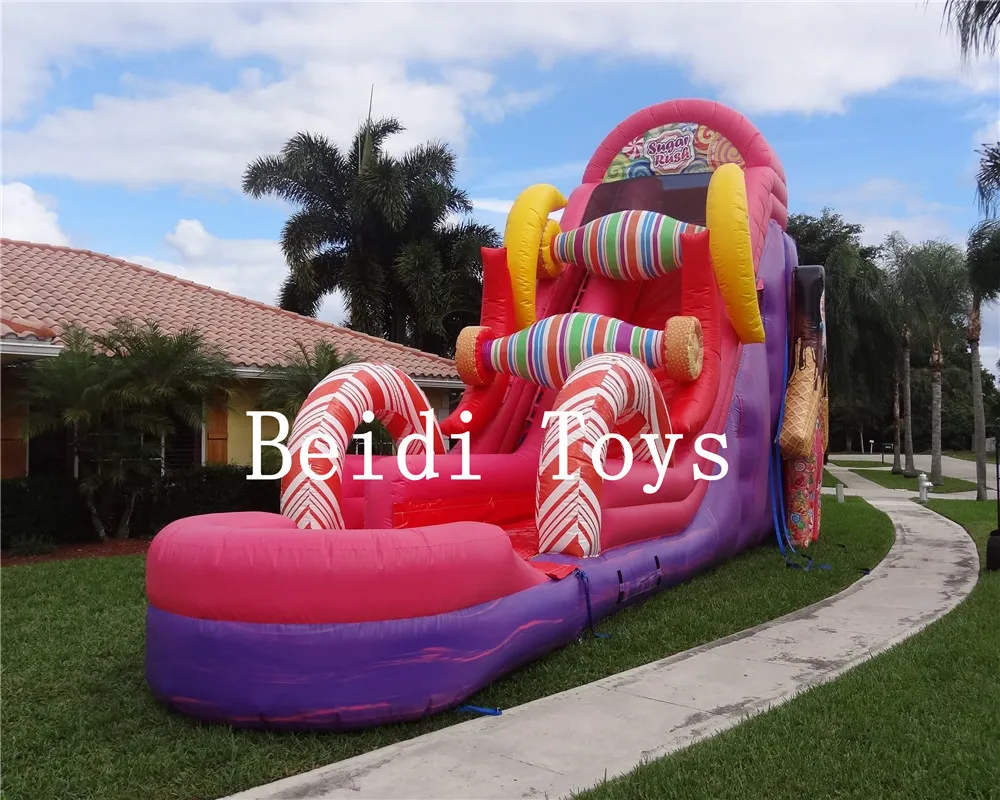 

Summer hot commercial rental inflatable pool candy water slide