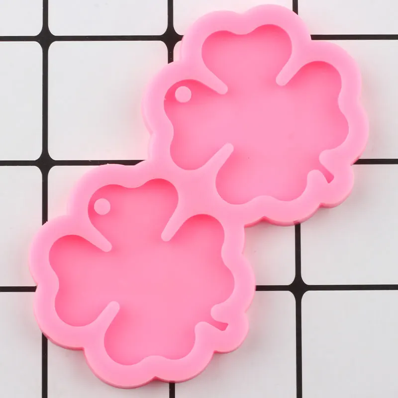 Shiny L/M/S Four Leaf Clover Earring Silicone Mold Leaves Christmas Keychain Molds Epoxy Resin Craft Jewelry Moulds Pendant