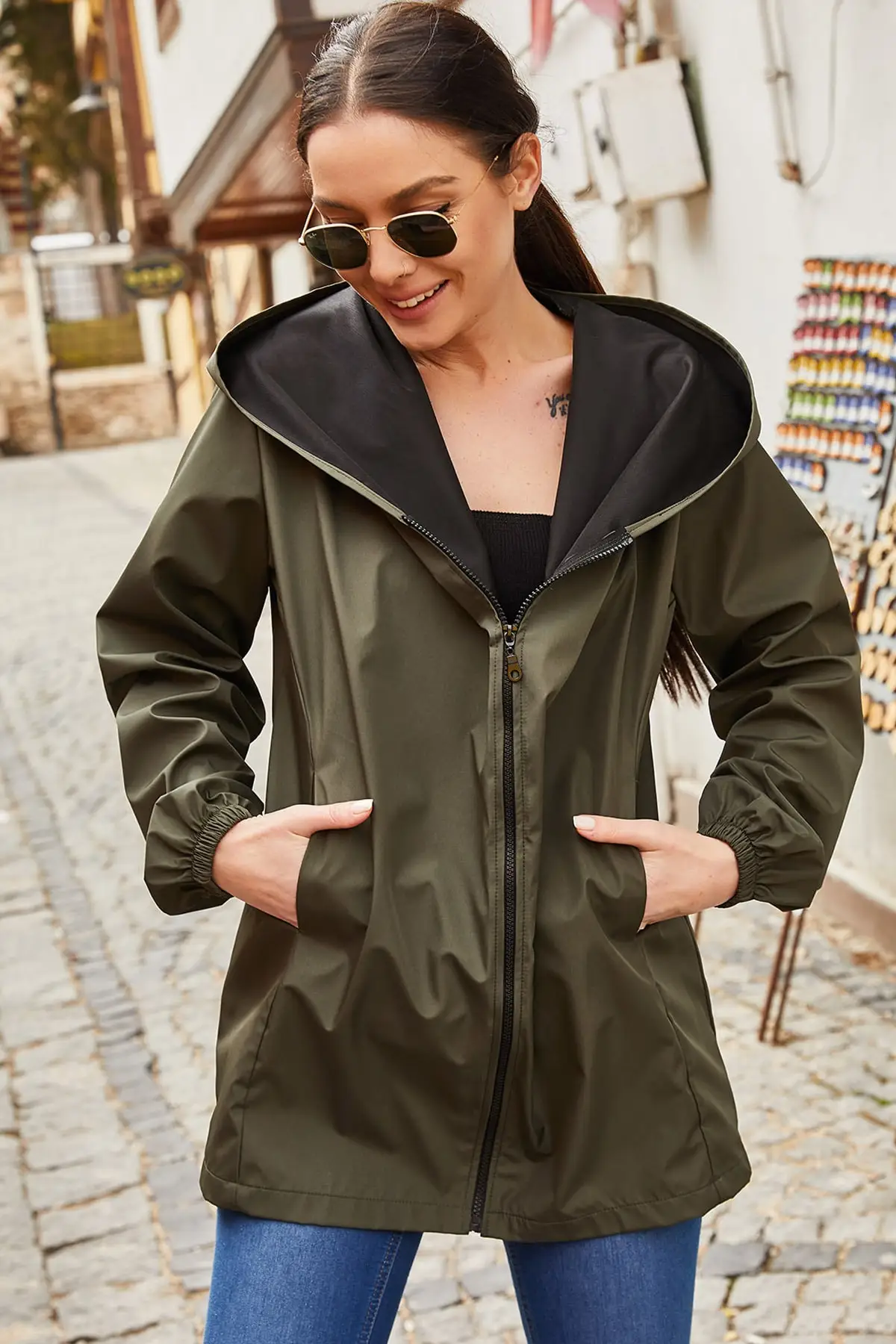 2020 New Fashion Women Waterproof Jackets Raincoats Turkish Autumn Winter Coat Windbreaker Jacket Rain Hoodie Zipper Girl