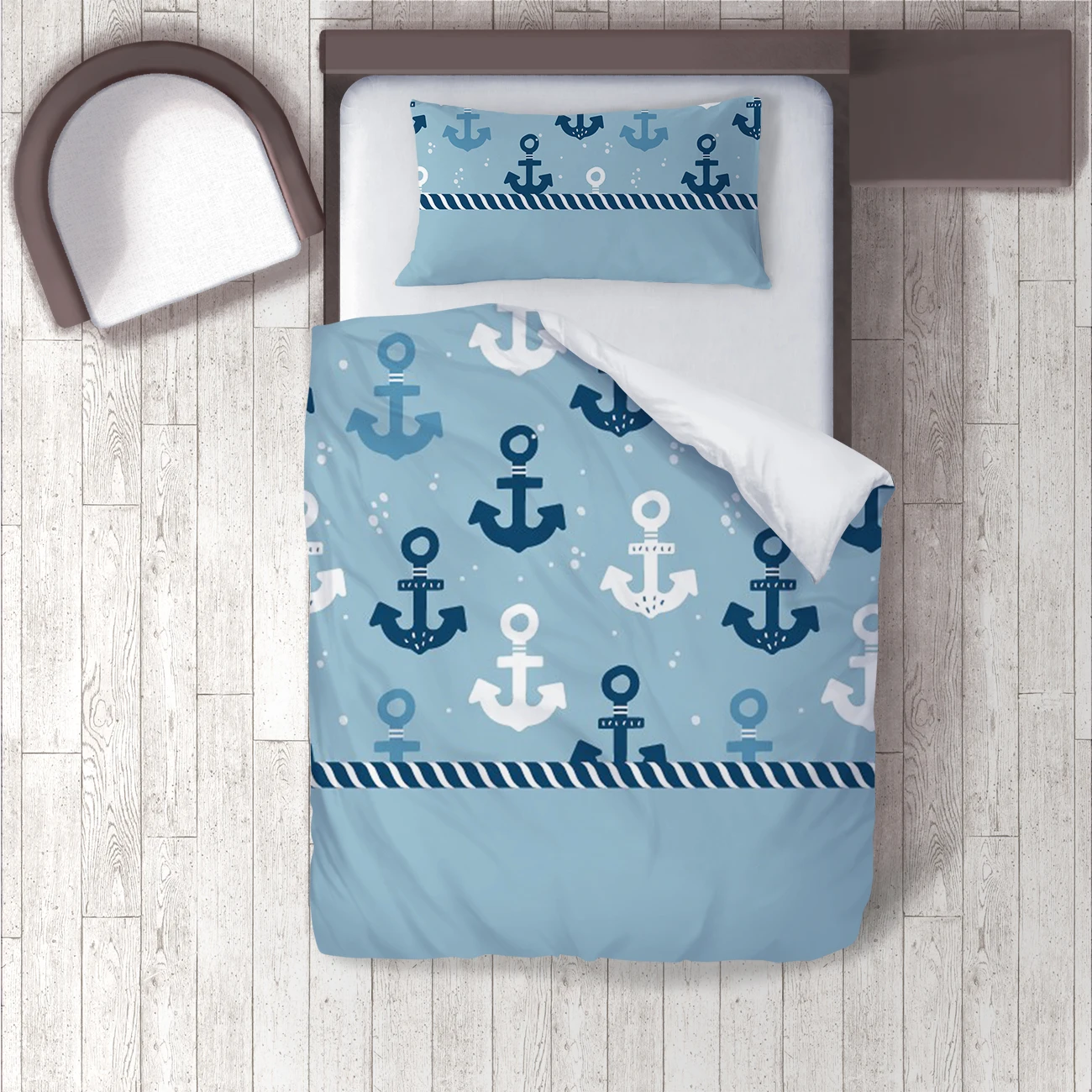 

Duvet Cover Set Bedding Set Pillow Case for Baby and Kids Room 3D Printed Sea Anchor Blue Model 1375