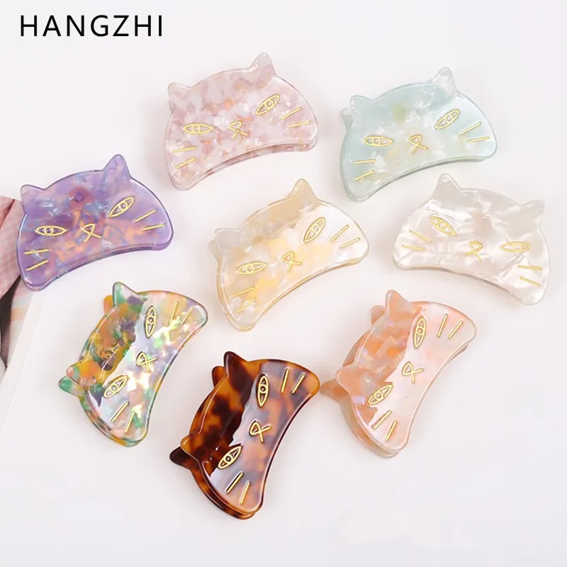 New Cute Cat Hairpin Acetate Tortoiseshell Hairpin Big Animal Hair Accessories for Women Girl Cartoon Hair Crab Clip Headwear