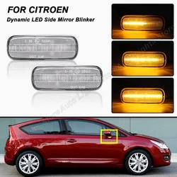 2 szt. Włączony kierunkowskaz LED sekwencyjny dla Citroen C4 I 2004-2011 wolne od błędów dynamiczne bursztynowe lusterko boczne migacz światła łatwa instalacja