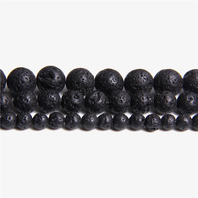 Natural Black Lava Stone Beads Natural Volcanic Stone Round Beads For Jewelry Making Wholesale Jewelry Accessories