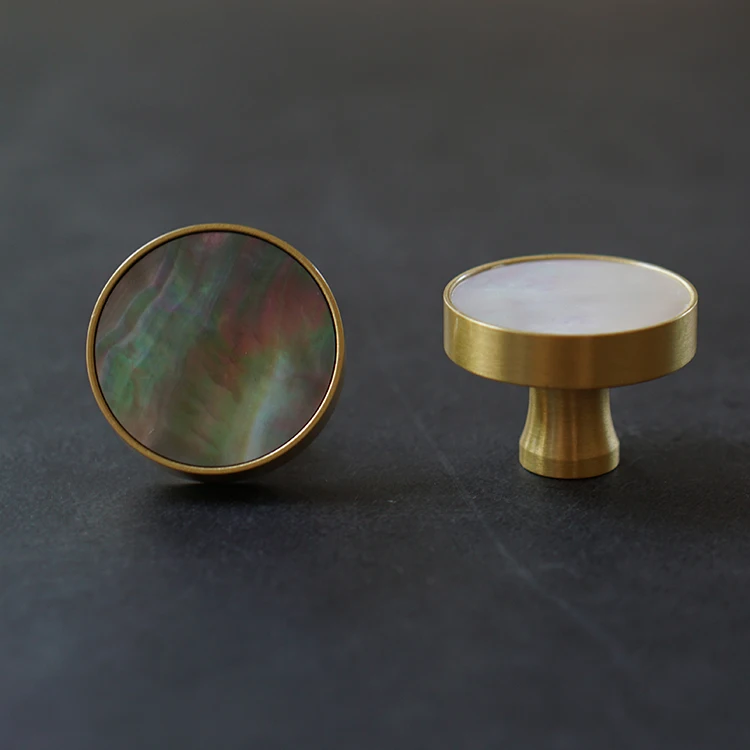 Brass Shell Knob Brass Cabinet Knob Mother of Pearl Knob Wardrobe Knob Furniture Knob