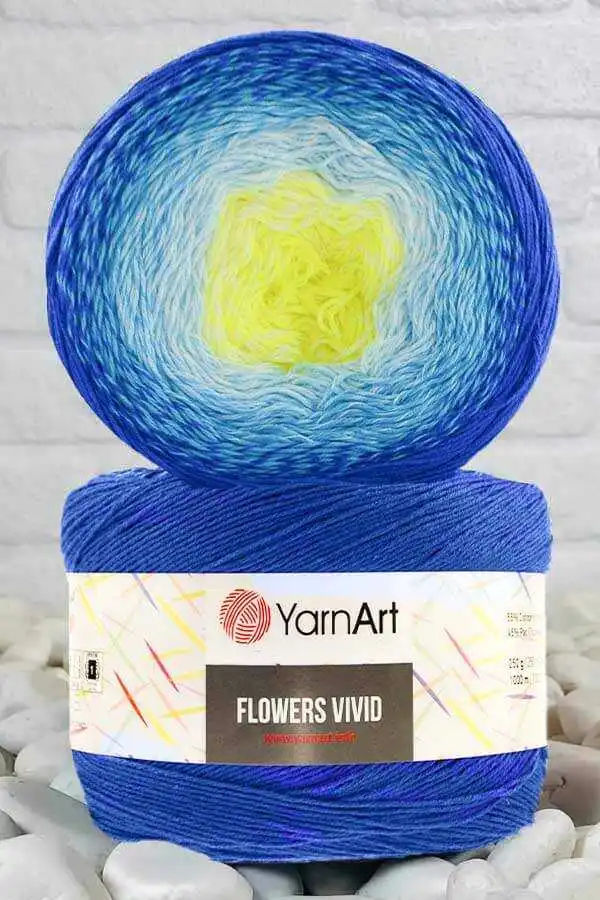 Cotton Knitted Yarn - 9 Color Options - 1000 Meters(250gr) - YarnArt Flowers Vivid  - Polyacrylic - Cardigan - Shawl - Baby Blanket - Sweater -