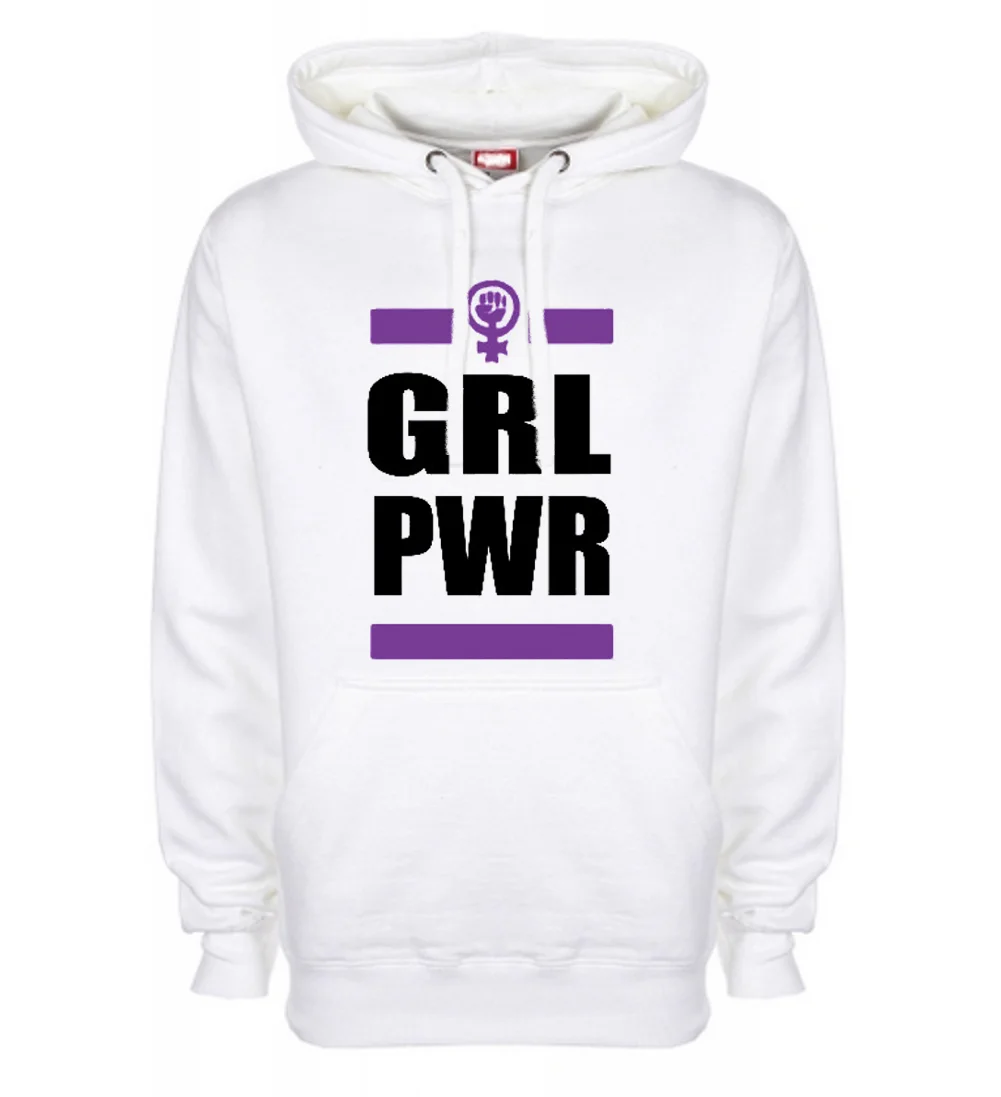 Sudadera Feminista GIRL POWER GRLPWR con Capucha e Impresion Premium 300 grs