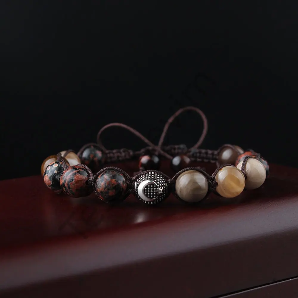 MEN'S Natural Stone Shamballa Bracelet Special Design Crescent and Star Handmade Made in Turkey Real Natural Stone For Men Gift Jewelry Fashion 2022 Trend Accessory Design Valentine's Day Gift