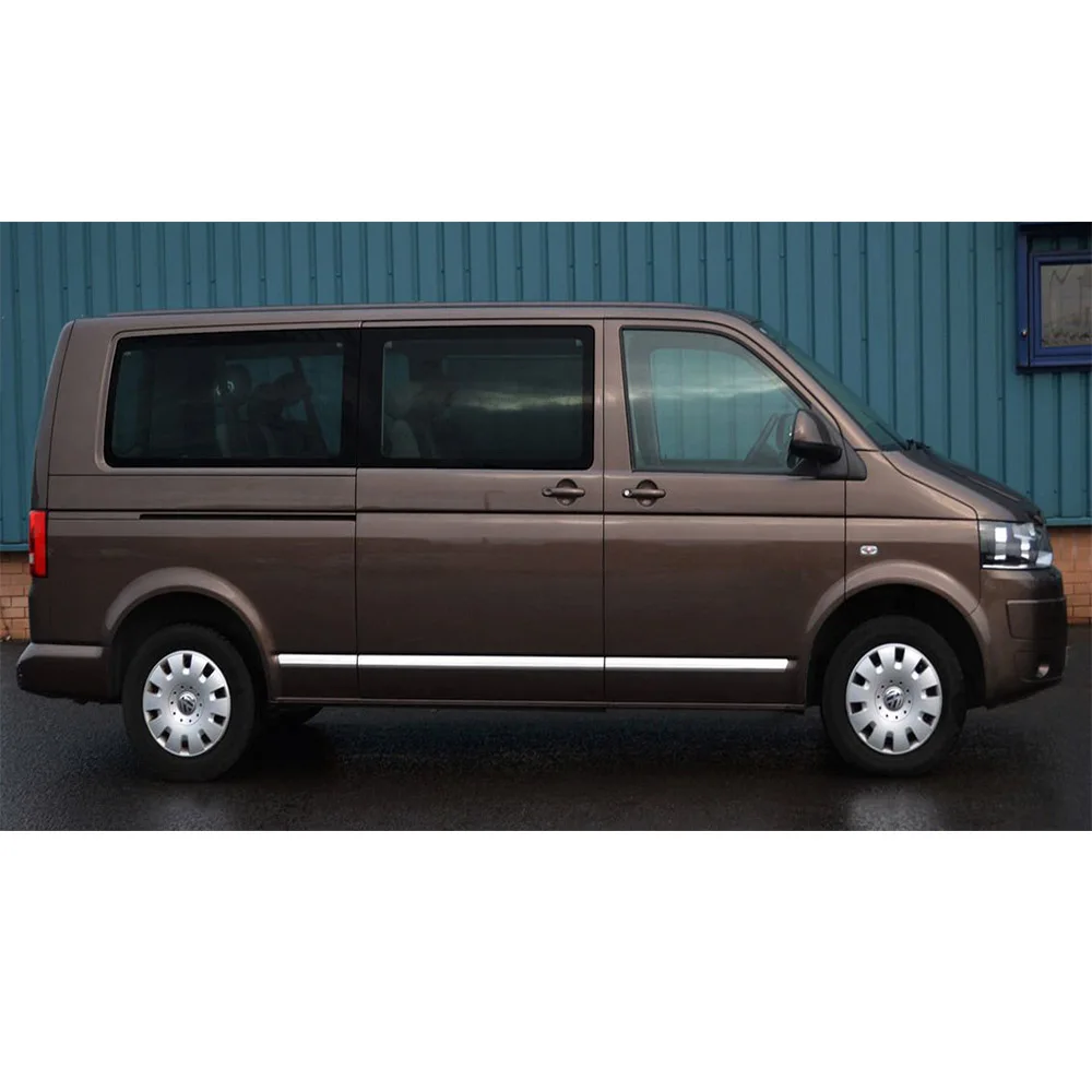 For Volkswagen VW T6 Transporter Chrome Side Door Streamer Single Slide 5 Pcs. Short Chassis 2015 and Up.Stainless Steel. A+ qua