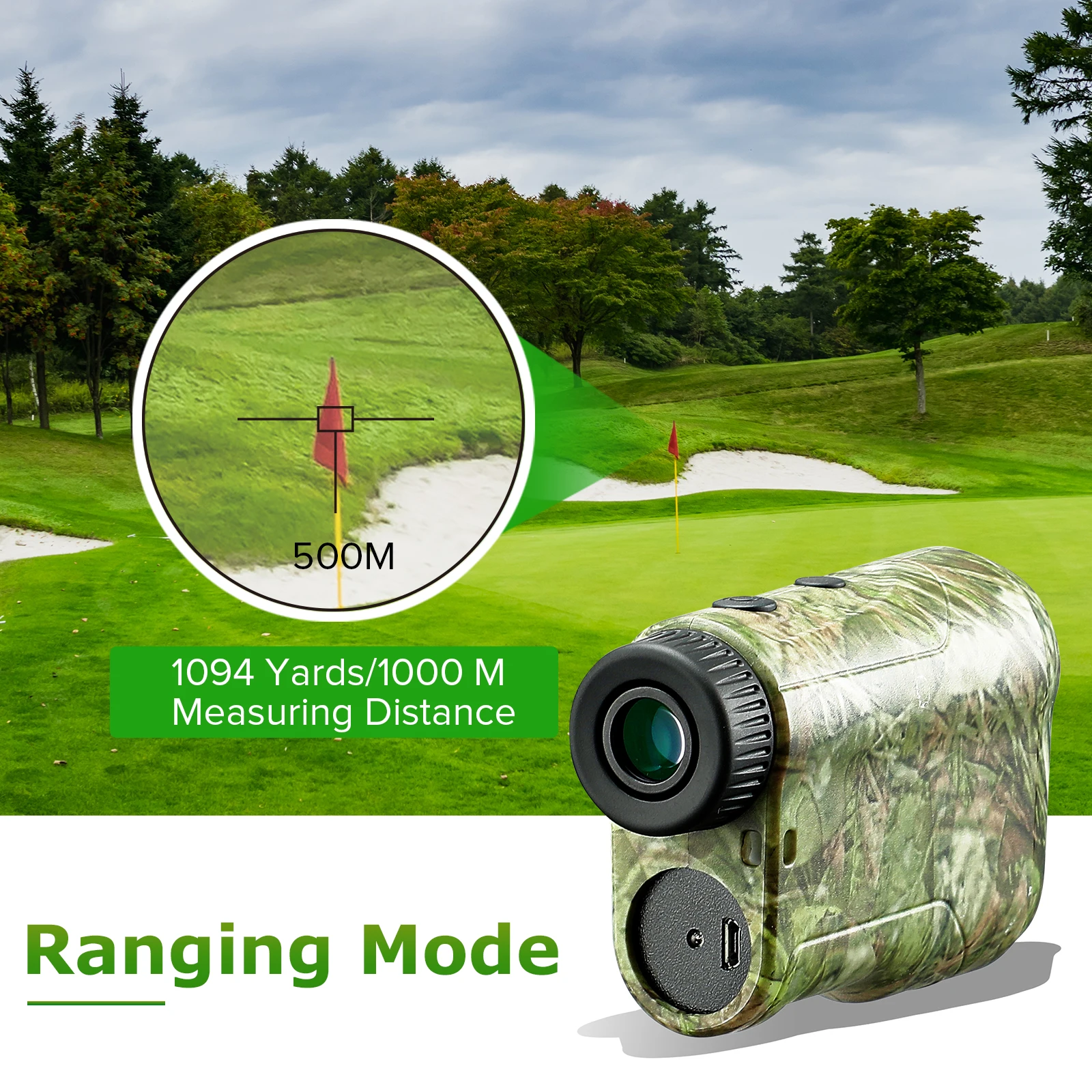 BOBLOV NK-1000 Waterproof Hunting Rangefinder 6.5X Magnification Flag-locking Range Finder Laser Distance Meter for Golf Sport