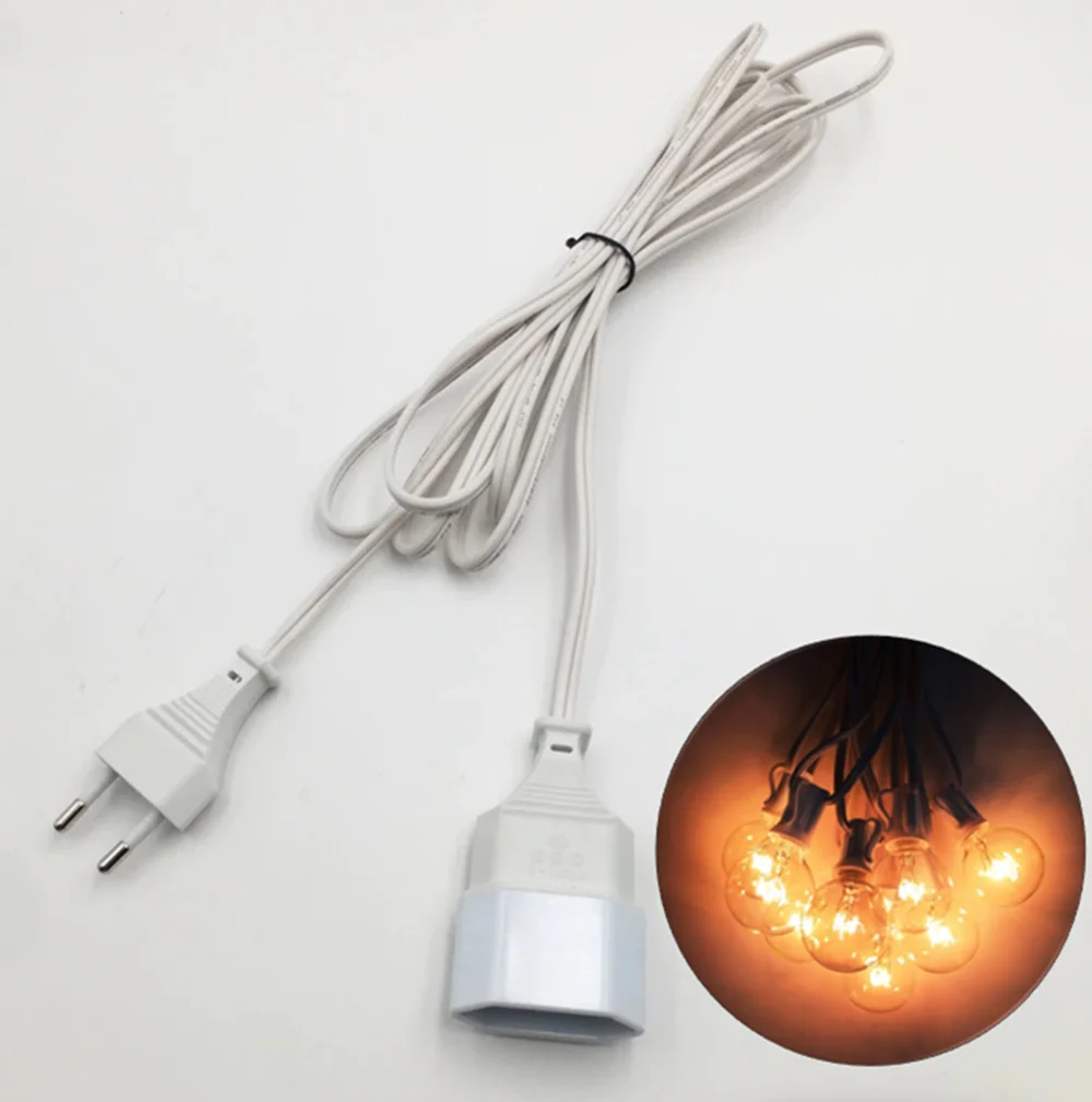 3M/9.8Ft G40 Bulb Globe String Lights Extension Cord Wire Patio Light Decor Outdoor Garland Christmas Holiday  Lights Cable