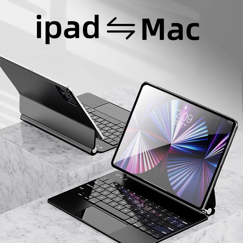 Magic Keyboard Case For Apple iPad Pro 11 12.9 2021 2020 2018 Air 4 5 10.9 2022 Korean Arabic Magnetic Backlit Keyboard Cover