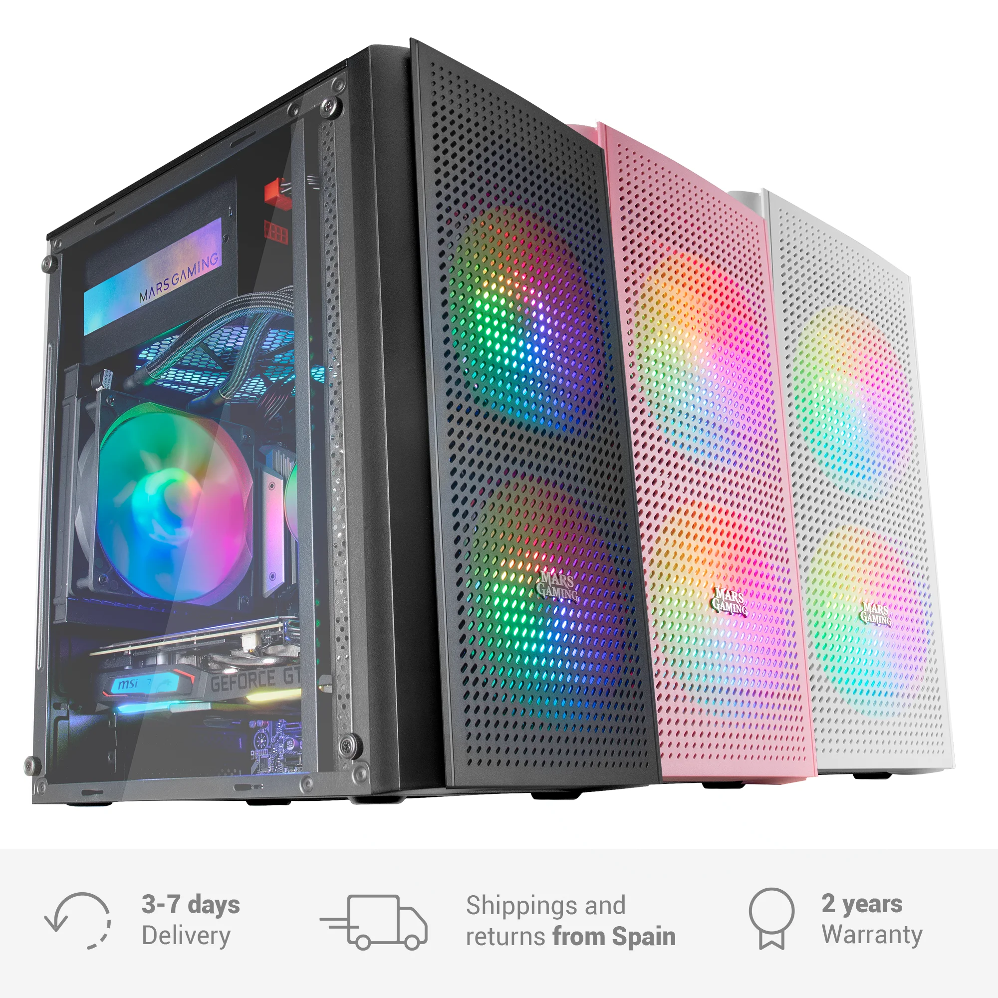 MC300 black MC300 Micro ATX PC box tempered glass front MESH 3 xfan FRGB Micro ATX Gaming tower