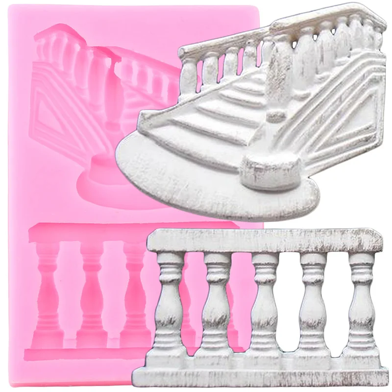 Fairy Garden Fountain Bridge Bench Silicone Mold Door Window Fondant Molds Cake Decorating Tools Chocolate Dessert Candy Moulds