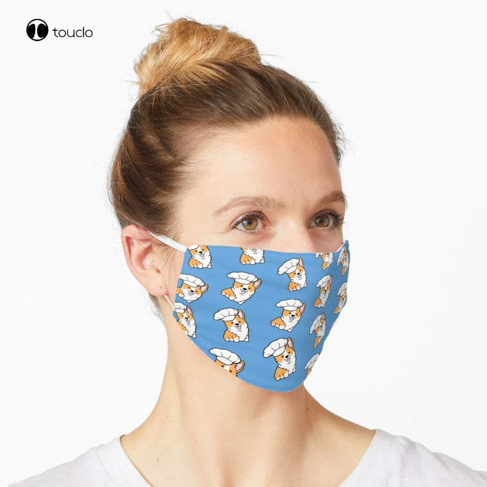 Masque facial avec filtre de Chef Corgi, en tissu de poche réutilisable et lavable