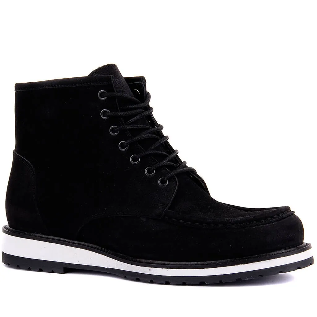Botas masculinas com zíper nubuck preto