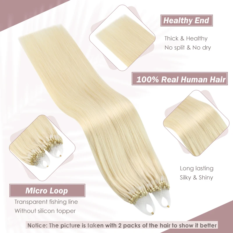 Ugeat Microlink Hair Extensions Human Hair 14-24