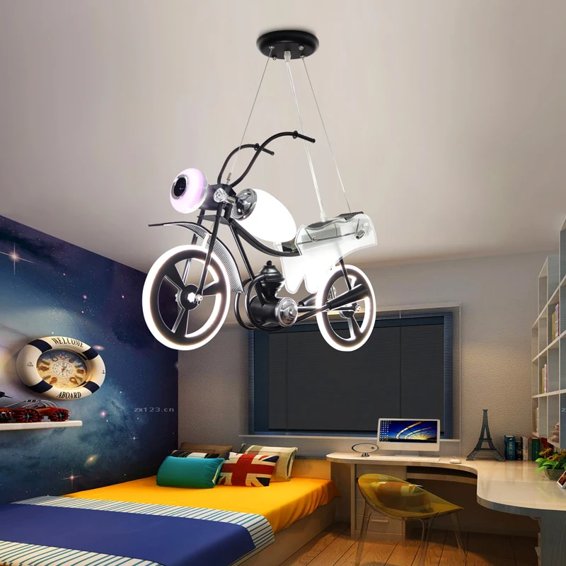 Modern motorbike children bedroom ceiling lights led chandelier living room chandeliers decoration indoor lighting chandeliers