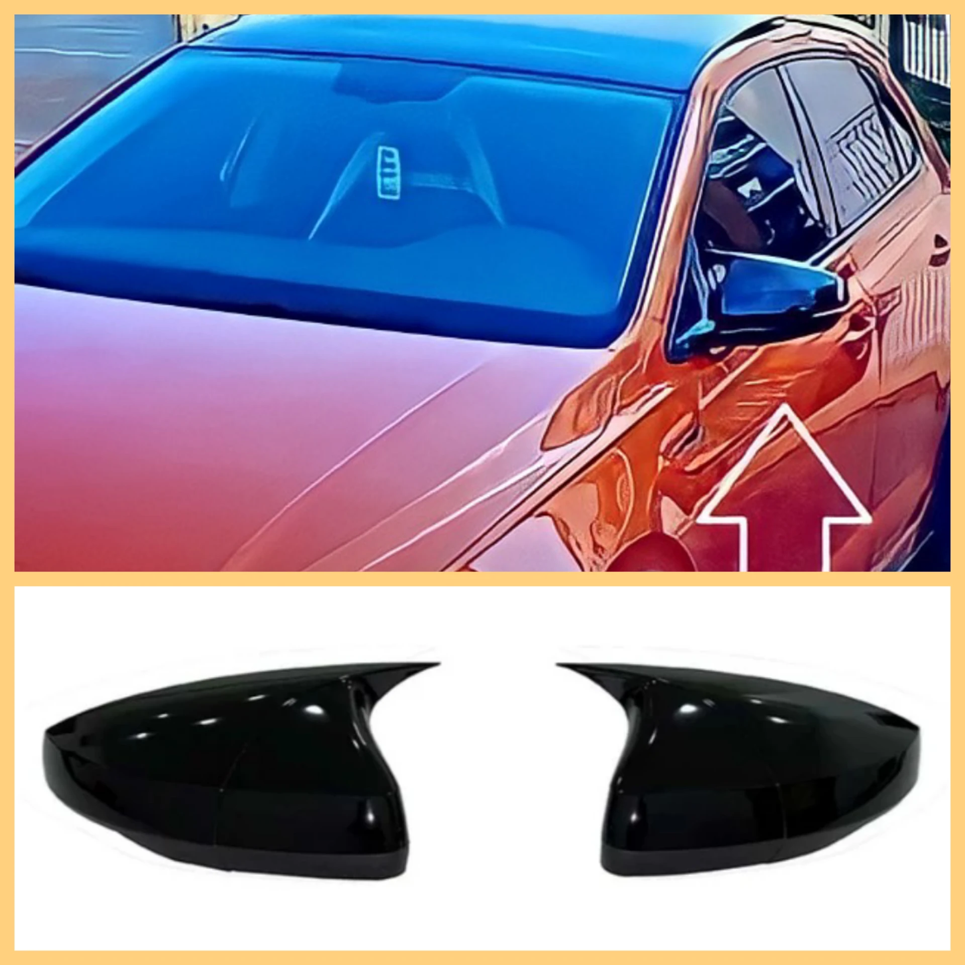 Bat Style Mirror Cover For Volkswagen Polo MK6 2018 2021 Car Accessories 2Pieces Cover Glossy Black Shields Exterior Part Tuning