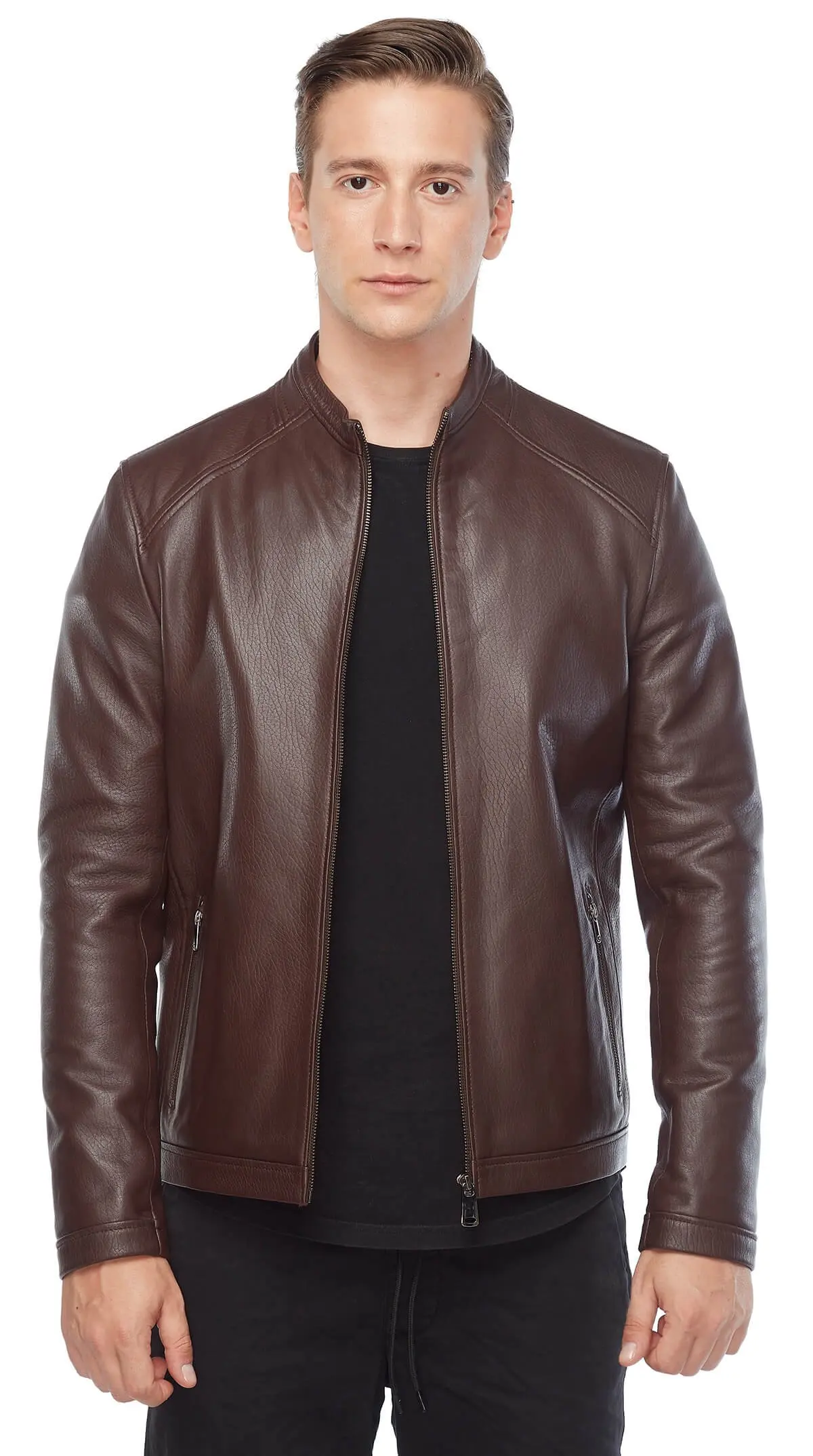 Armond Nâu Jumbo Phối Da Orjinal Da Cừu Thu Đông 2022 Biker Slim Size Lớn VintageTürkiye