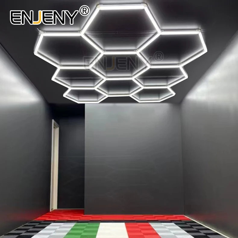 

220v Deformable Hexagonal Led Garage Work Home Ceiling for Car Wash Warehouse Workshop Detailing Studio Wall Light