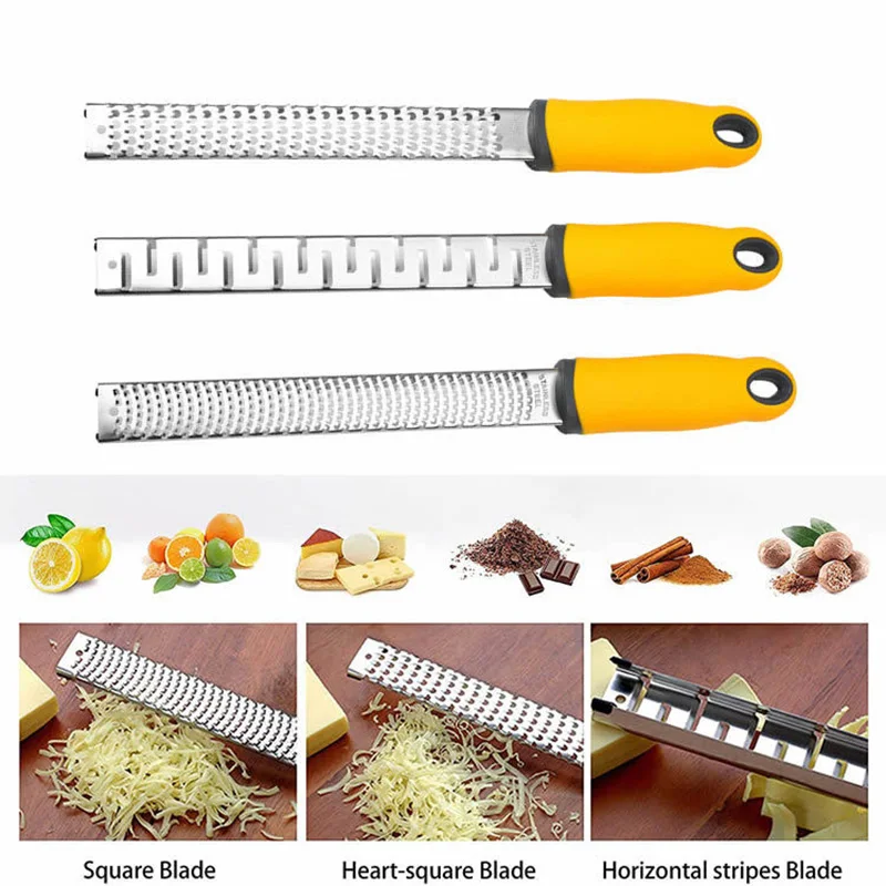 3Pcs / Set Lemon Zester Cheese Grater, Parmesan Cheese, Ginger, Garlic, Chocolate with Razor-Sharp Stainless Steel Blade