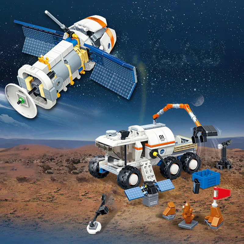 City Series Space Carrier Satellite Rocket Launch Center Model Building Blocks MOC Lading Vehicle Astronaut Bricks Toys Kid Gift