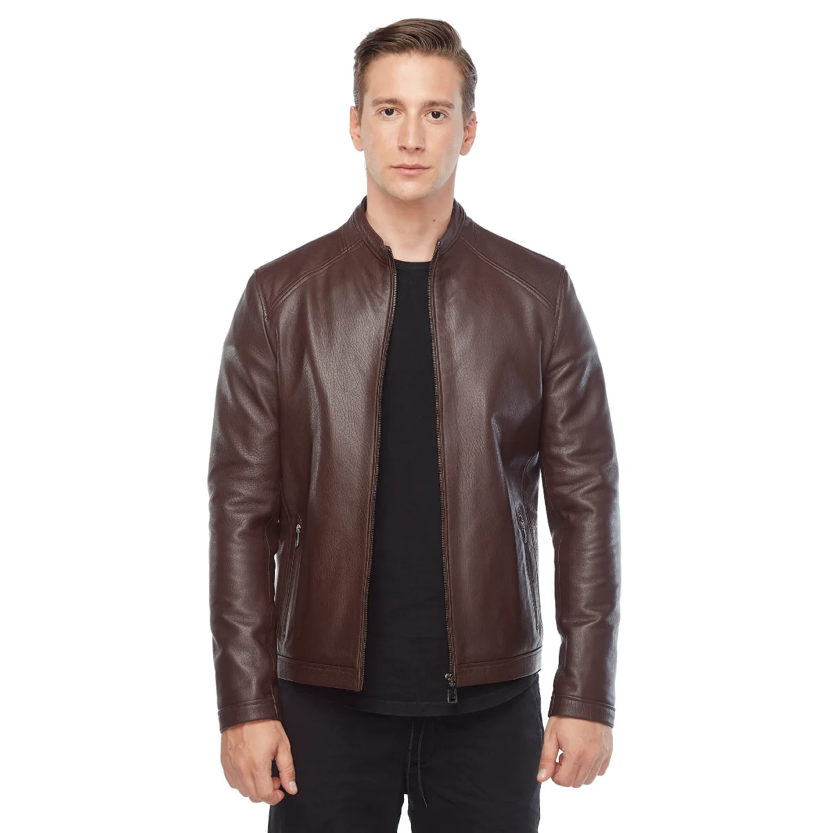 Armond Nâu Jumbo Phối Da Orjinal Da Cừu Thu Đông 2022 Biker Slim Size Lớn VintageTürkiye