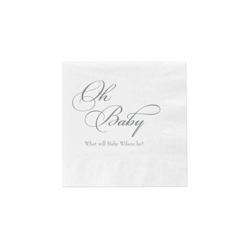 

Personalised Oh Baby - Gender Reveal Napkins - Custom Baby Shower Napkins - Foil Stamped Baby Shower Napkins - Oh Baby Napkins