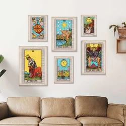 The Star Sun Tarot Vintage Posters Major Arcana Magician Card Canvas Painting Lovers Tarot Wall Art Prints Fortune Teller Gifts