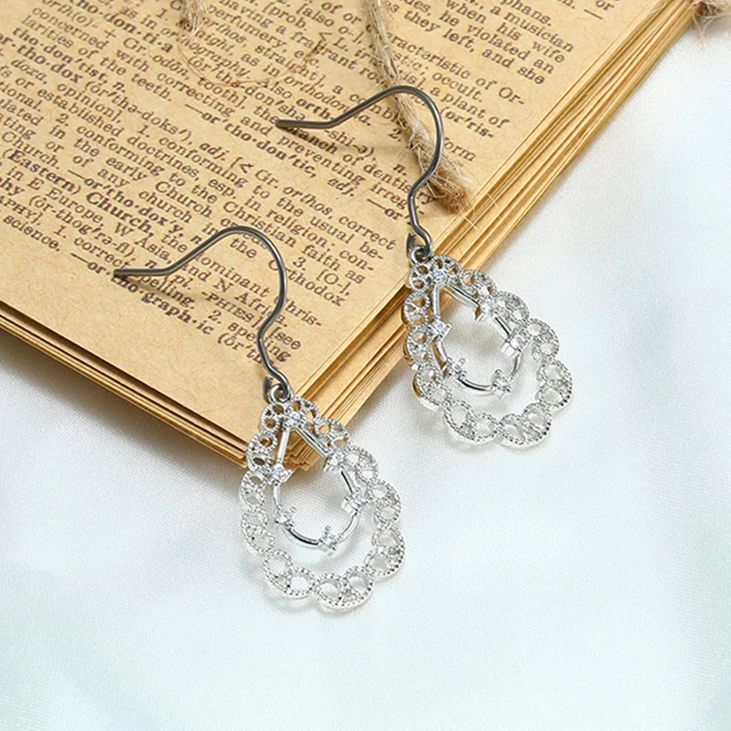 Pure Titanium Drop Earrings For Women Heart Filigree Teardrop Dainty Cubic Zirconia Lightweight Dangling Statement Earrings