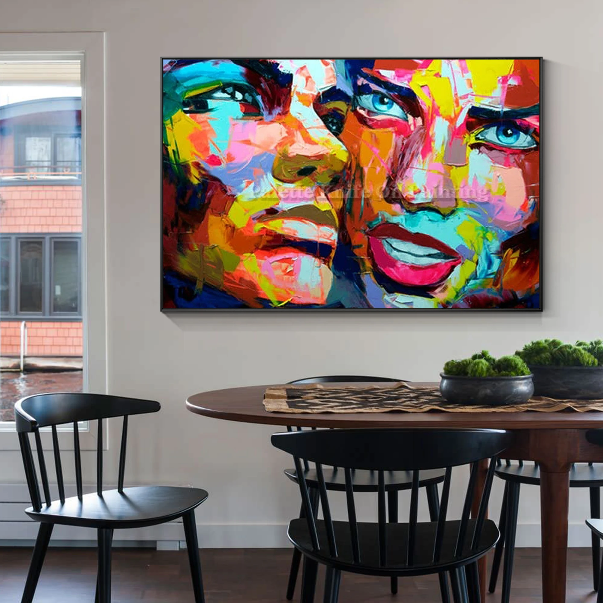 

Francoise Nielly canvas oil Painting Palette knife Face painting wall art pictures for living room home decor caudros decoracion