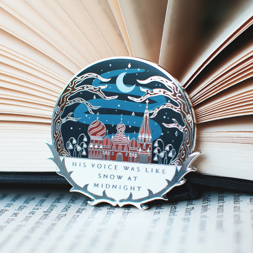 His Voice Was Like Snow At Midnight Enamel Pin Cartoon Castle Moon Winternight Bookish Brooch Accessories Jewelry Gift