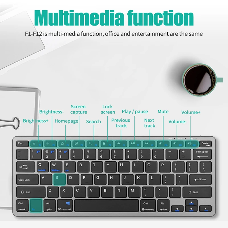 Imagem -04 - Teclado sem Fio & Mouse para Ipad Mac Xiaomi Android Microsoft Samsung Computador Portátil Bluetooth Três Modo Teclado Bluetooth 2.4g