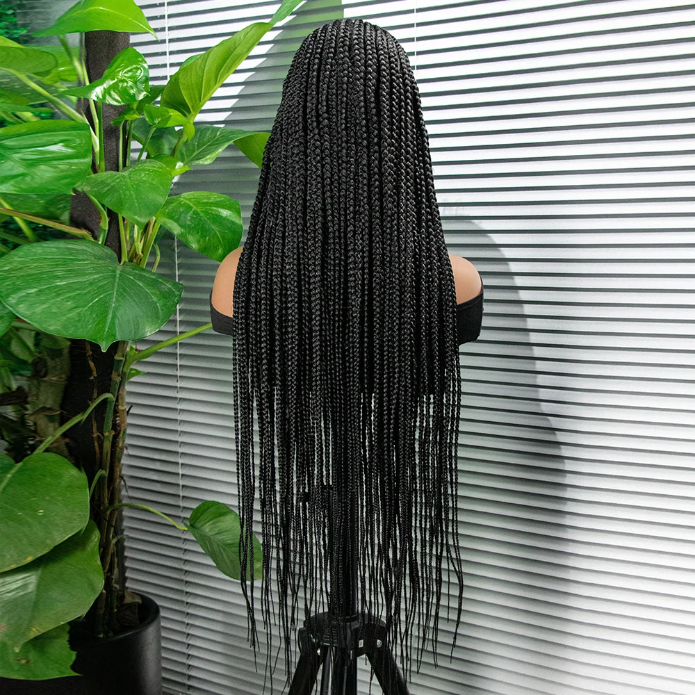 KIMA Cornrow Braided Wigs Synthetic Full Lace Wig Fulani Braids African With Baby Hair Braided Lace Front Wigs 34 inches