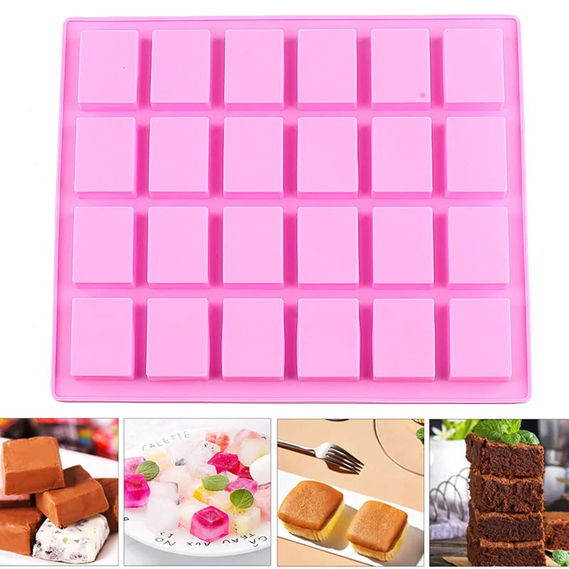 24 Cavity Rectangle Soap Silicone Molds Ice Cube Tray Gummy Jelly Caramel Candy Chocolate Truffles Mold Cake Decorating Tools