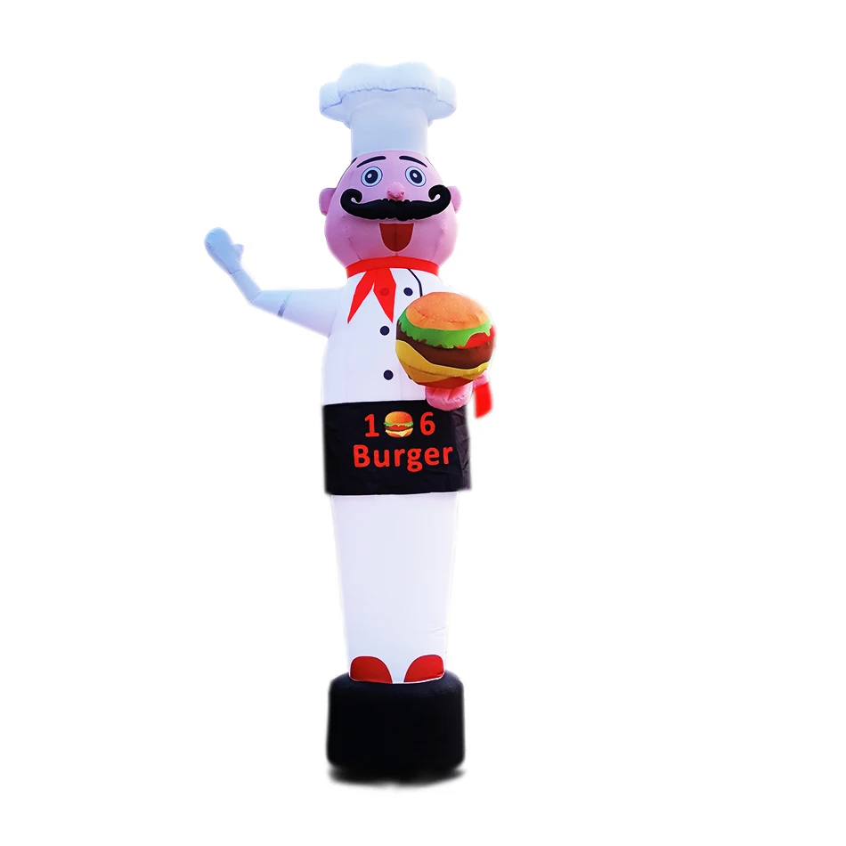 

Inflatable Hamburger Chef Man Advertising Restaurant Decoration Cooking FastFood Shop Balloon Sky Air Dancer TubeMan With Blower