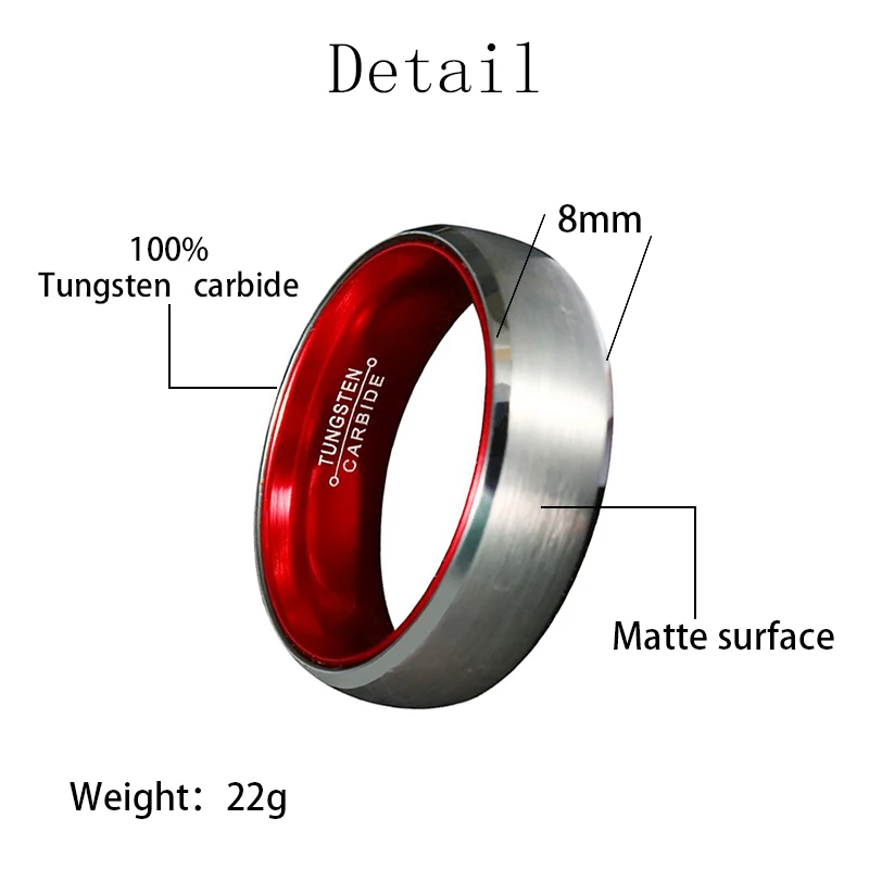 Trendy 8mm Tungsten Carbide Rings White And Red Engagement Couple 12 Horoscope Zodiac Custom Your Logo