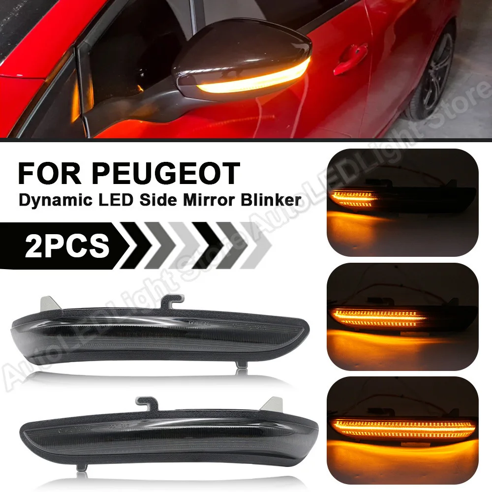 LED Dynamic Side Mirror Blinker Light For Peugeot 208 2008 Turn Signal Lamp For Citroen C3 C4 Cactus For Opel/Vauxhall Corsa F