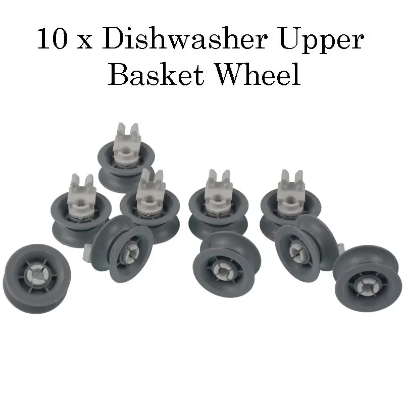 10 Pieces Dishwasher Upper Dishrack Wheel Suitable For Airlux, Balay, Bosch, Constructa, Hotpoint, NEFF, Philips, Siemens, Viva